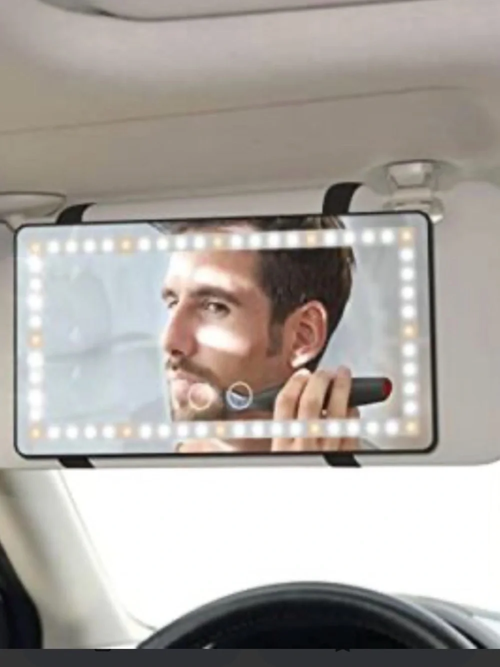 Portable LED Makeup Mirror with Bright Lights - Black